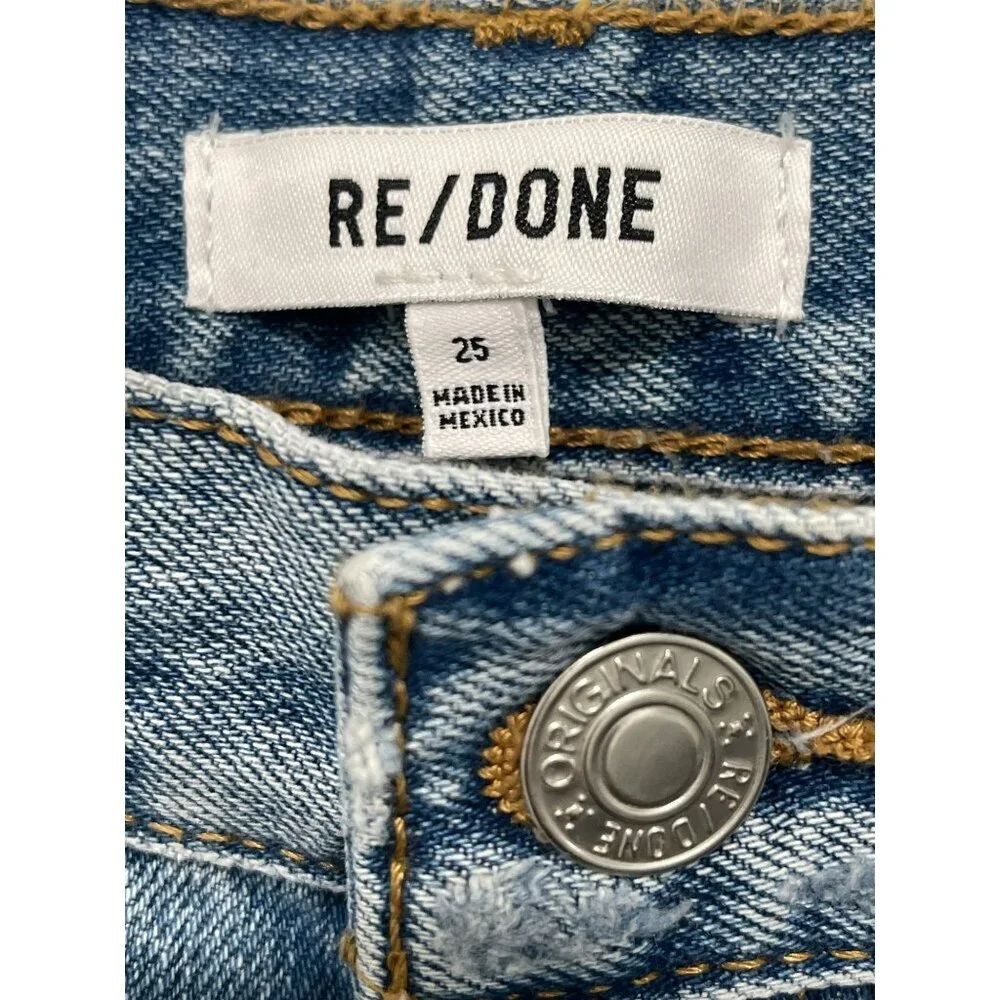 Re/Done 90s High Rise Loose Jeans Size 25 Distressed Denim Straight Leg NWT